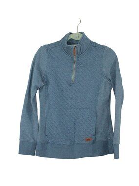 LL Bean Quilted Quarter Zip Pullover Blue Layering Casual Workwear Size XS